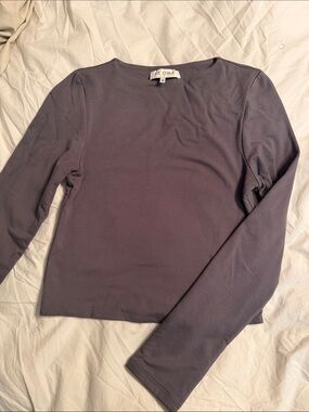 Re Ona Long Sleeve Crewneck Top in Heather Slate